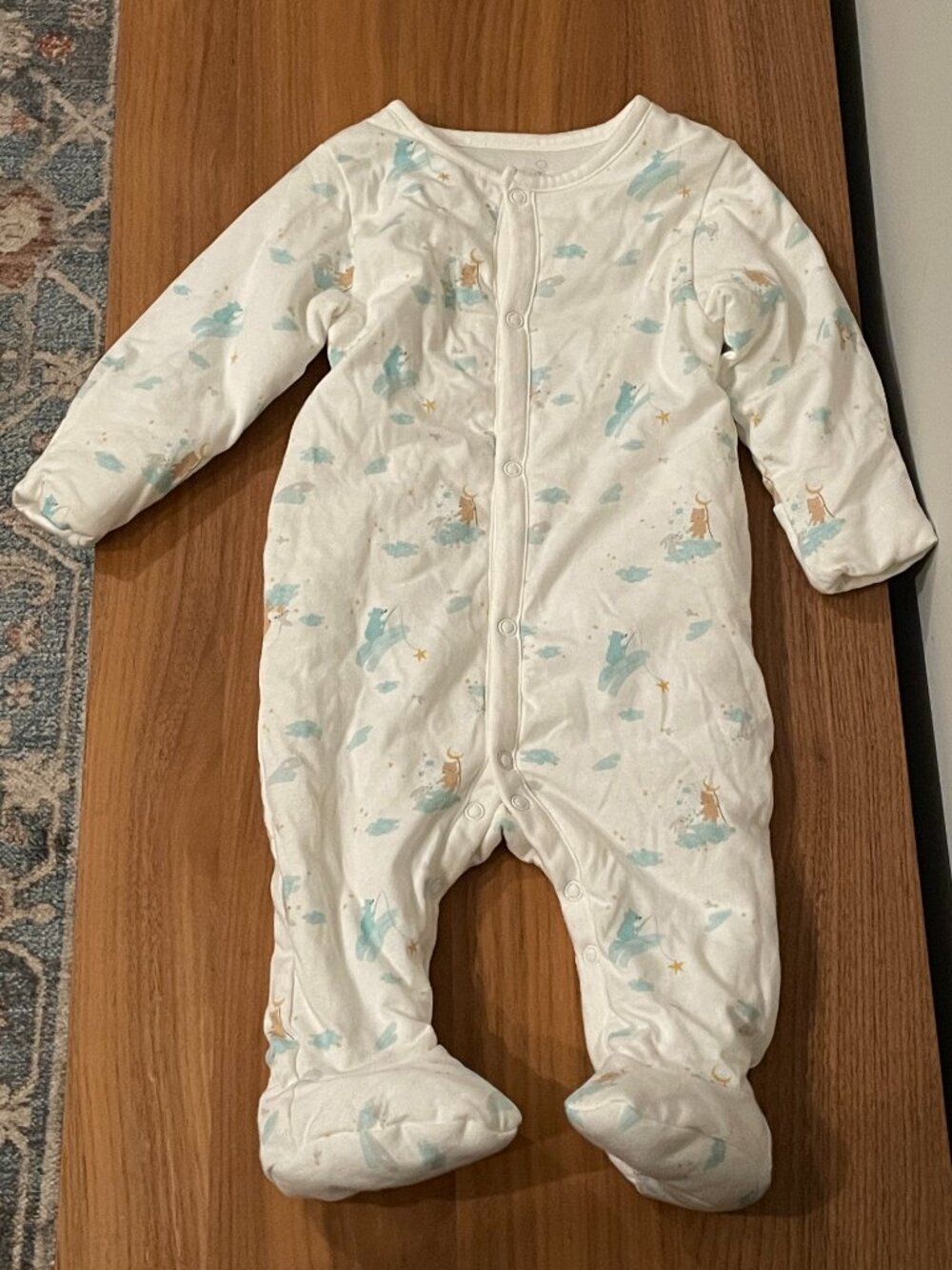 Mothercare Baby Padded Winter Sleepsuit 0-3 Months Bear Print Footed One Piece